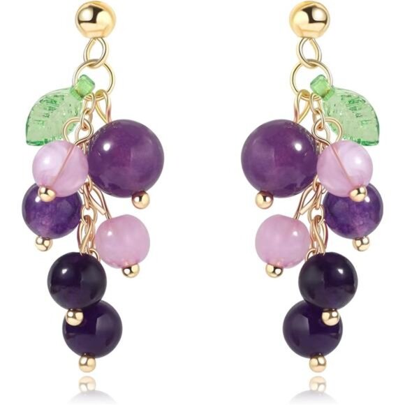 Jewelry - Grape Dangle Drop Earrings | Nature-Inspired | Whimsical & Elegant